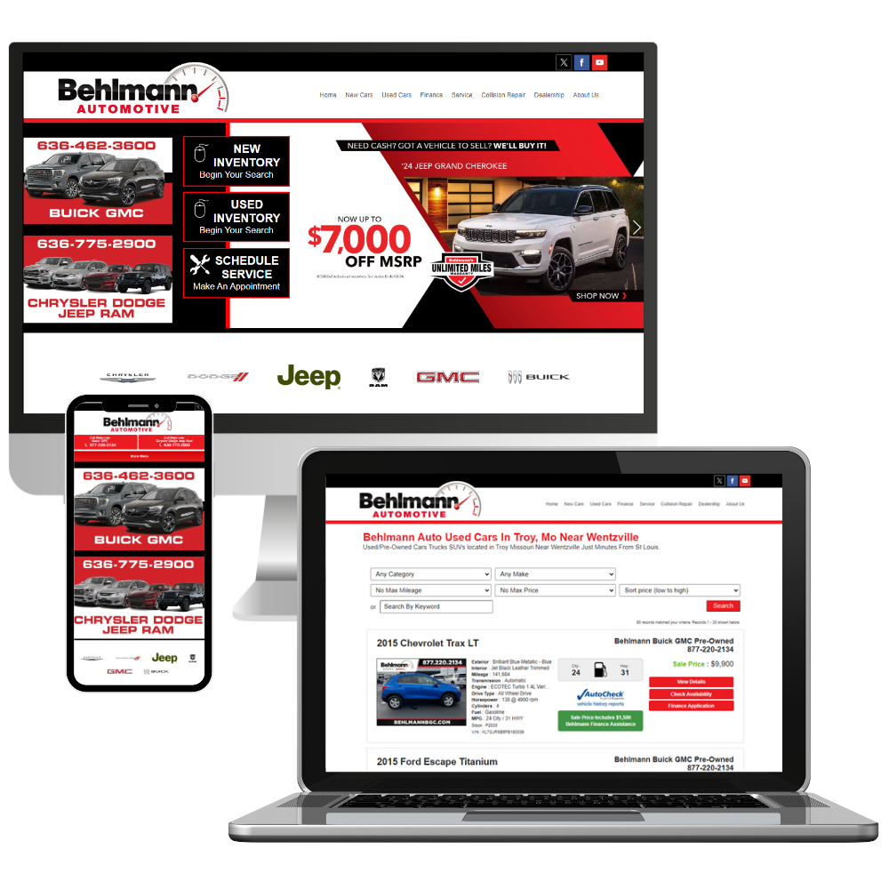 Innovative responsive website design tailored for car dealerships.